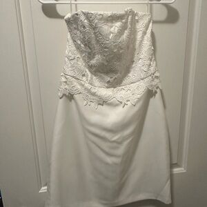 White Lace Strapless Dress